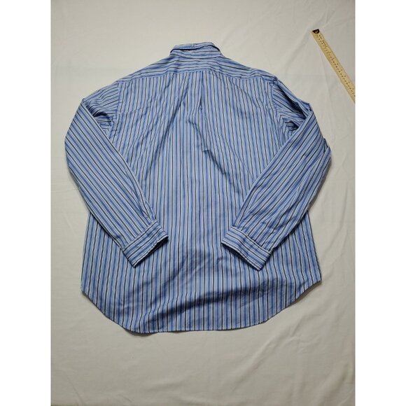 Ralph Lauren Adult Mens XL Blue Striped Classic Fit Long Sleeve Button Up Shirt - Picture 7 of 9